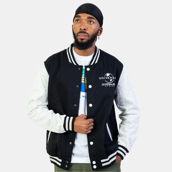 VARIOUS ARTISTS - UNIVERSAL MUSIC MEN BLACK VARSITY JACKET - UMG Africa