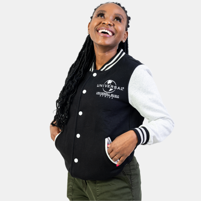 VARIOUS ARTISTS - UNIVERSAL MUSIC WOMEN BLACK VARSITY JACKET - UMG Africa