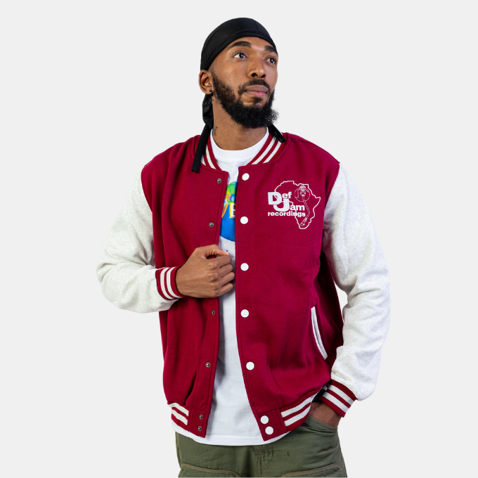 Red white sales varsity jacket