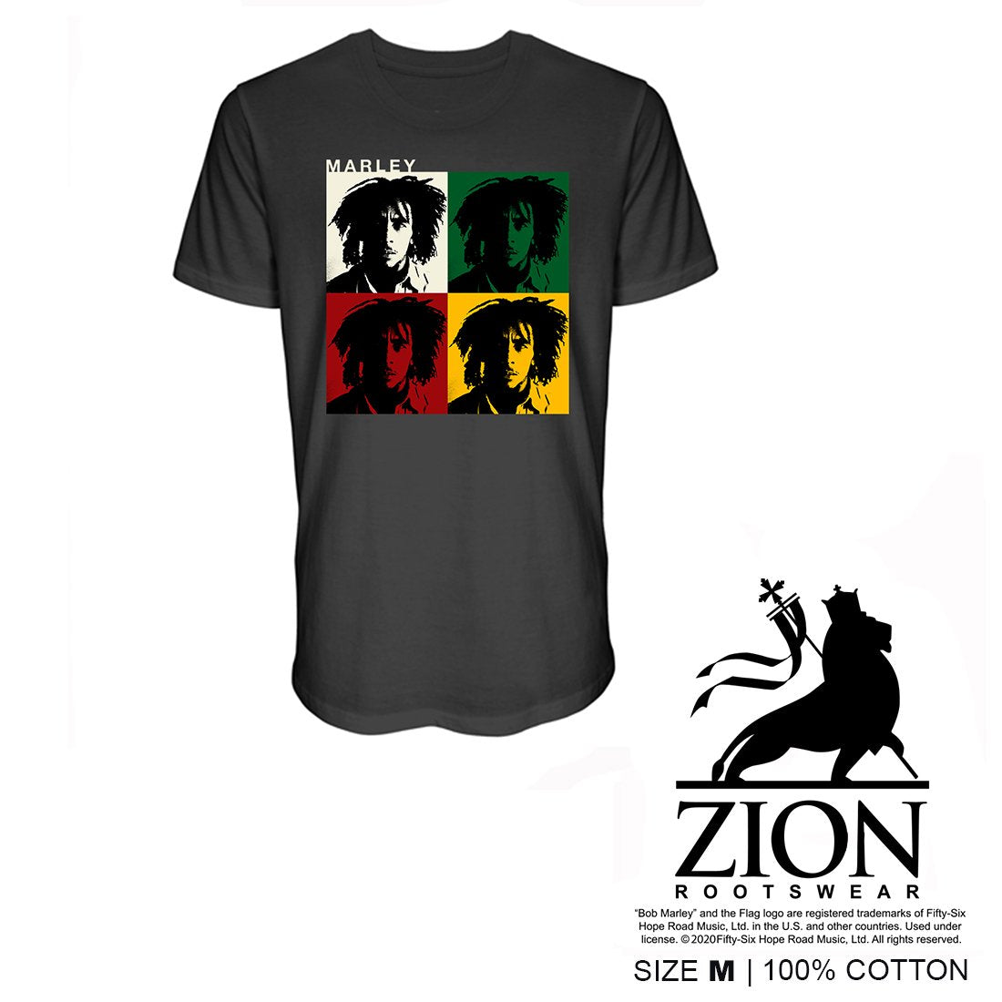 BOB MARLEY - BM 4 SQUARE CHARCOAL UNISEX TSHIRT - UMG Africa