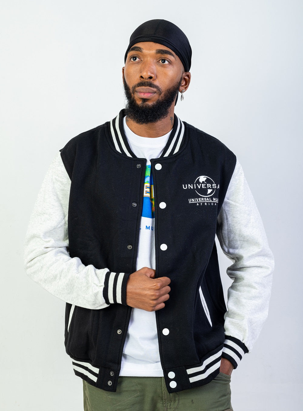 VARIOUS ARTISTS - UNIVERSAL MUSIC MEN BLACK VARSITY JACKET - UMG Africa