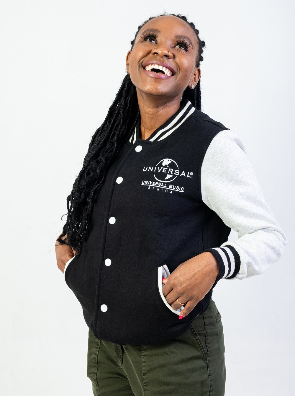 VARIOUS ARTISTS - UNIVERSAL MUSIC WOMEN BLACK VARSITY JACKET | UMG