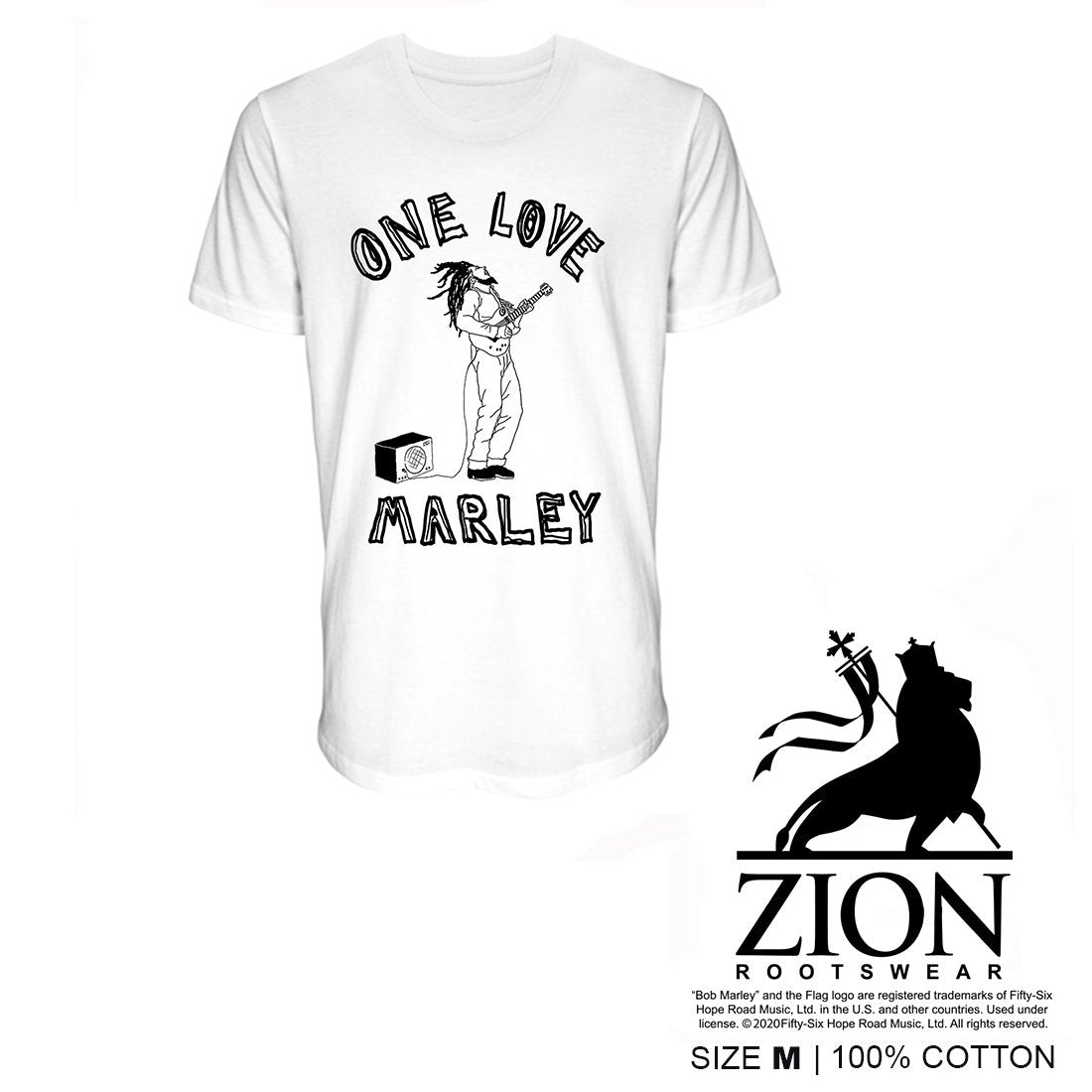 BOB MARLEY - BOB MARLEY - STANDING GUITAR WHITE UNISEX TSHIRT - UMG Africa